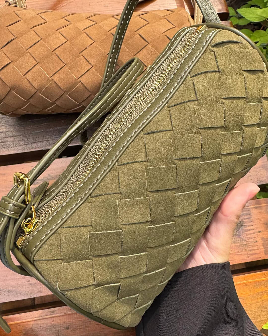 Eva Woven Suede Bag - Image 7