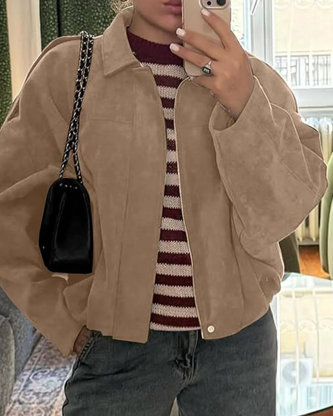 Lara Suede Bomber Jacket - Image 12