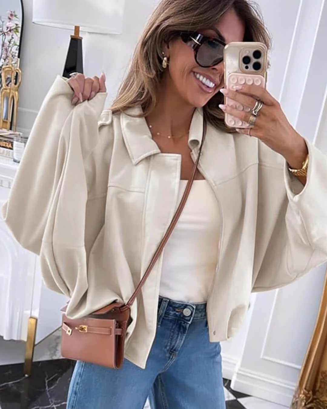 Lara Suede Bomber Jacket - Image 16