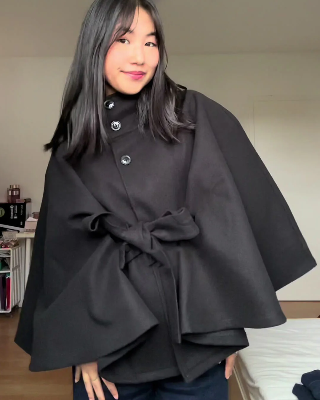 Marianne High-Neck Belted Cape Jacket - Image 17