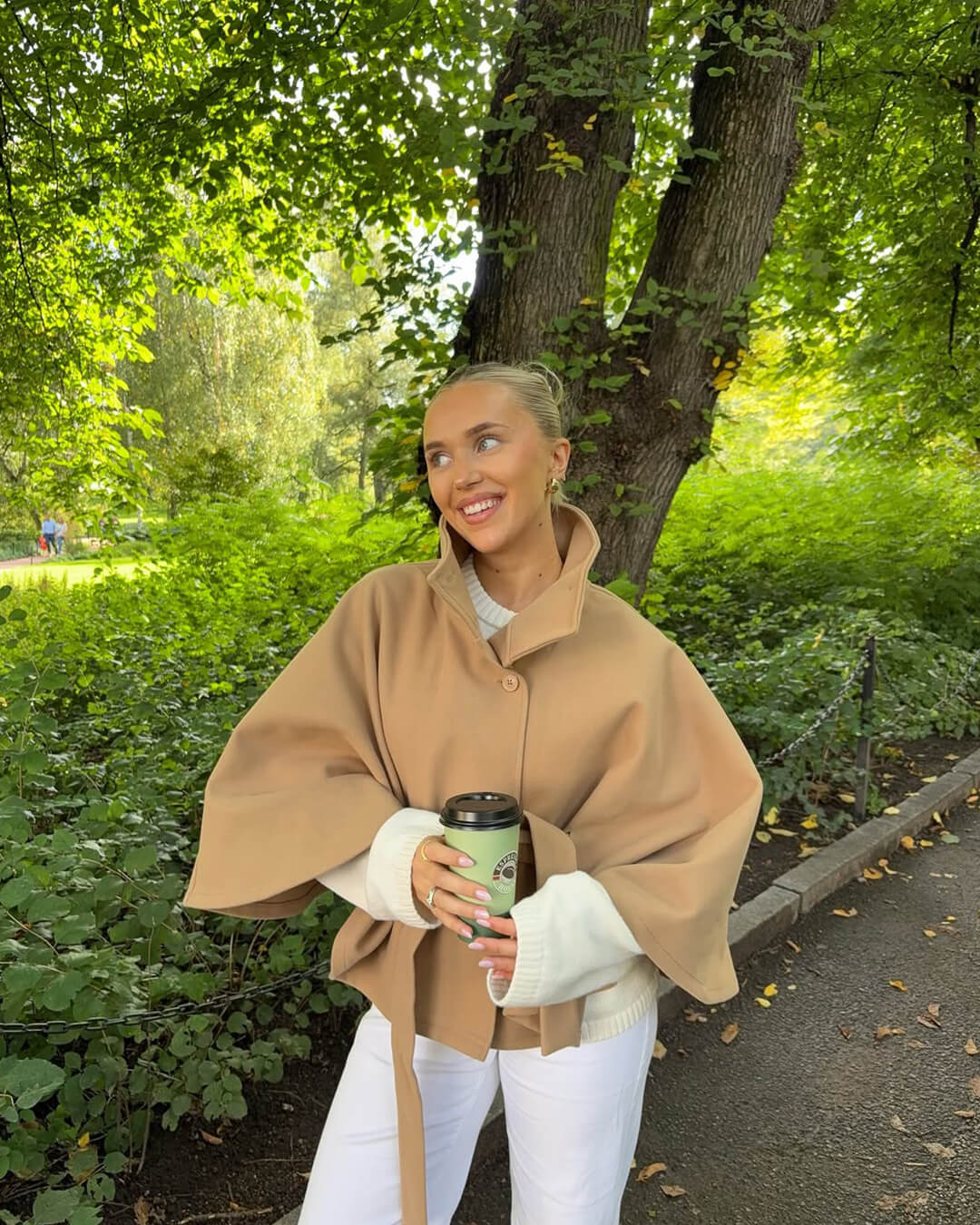 Marianne High-Neck Belted Cape Jacket - Image 9